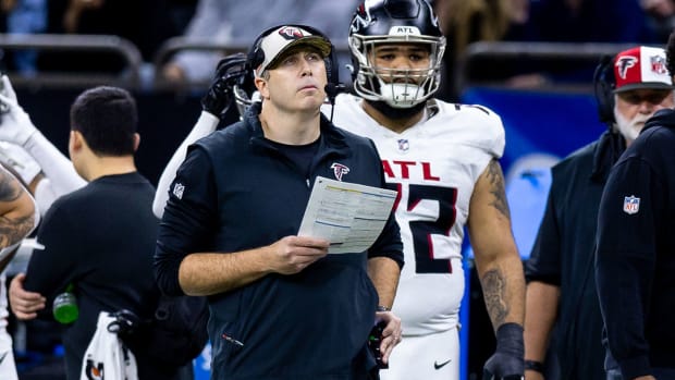 Arthur Smith looks on from the sideline during a Falcons game against the Saints.